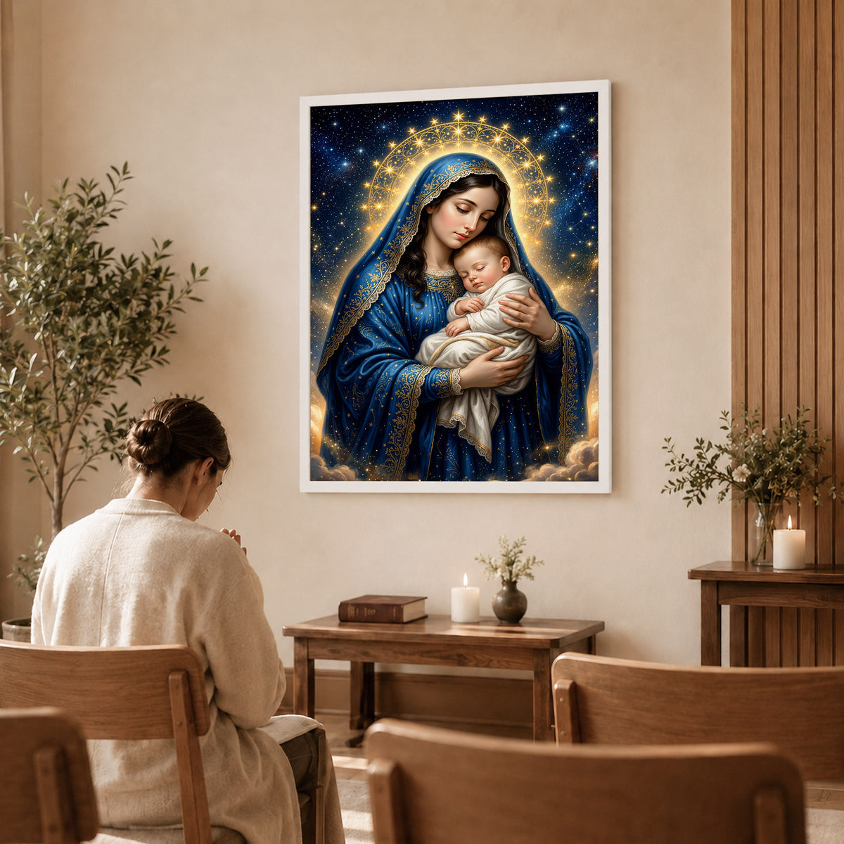 Madonna and Sleeping Child Heavenly Poster/Canvas