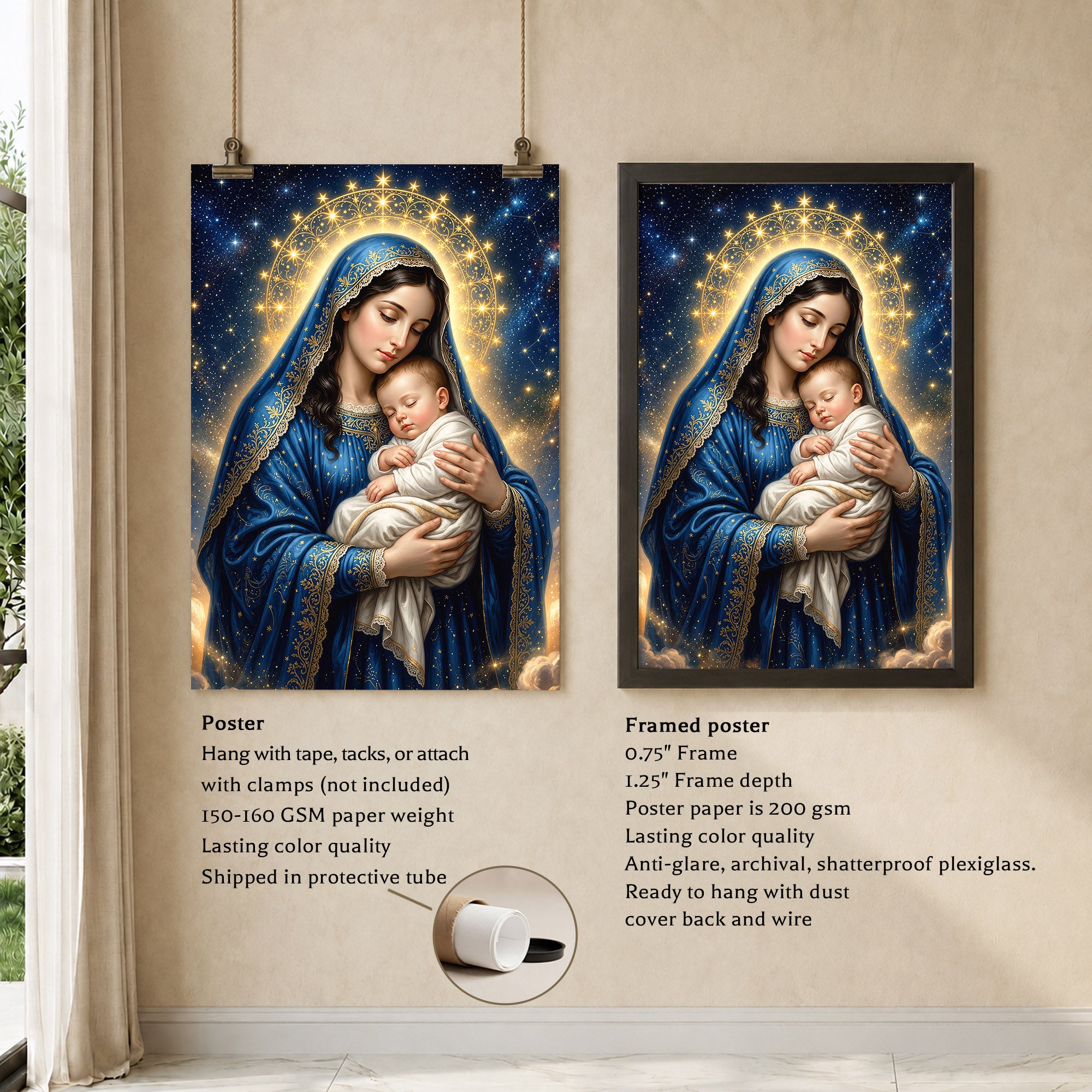 Madonna and Sleeping Child Heavenly Poster/Canvas