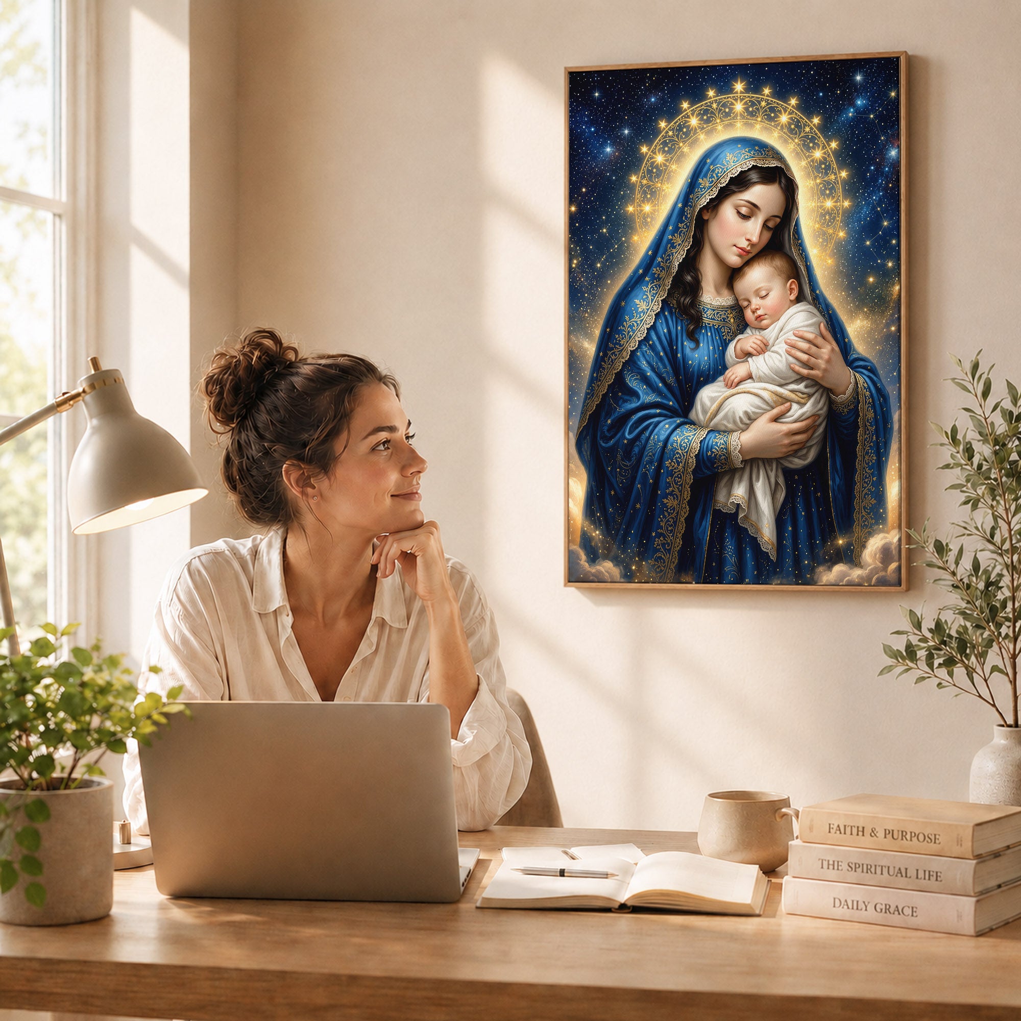 Madonna and Sleeping Child Heavenly Poster/Canvas