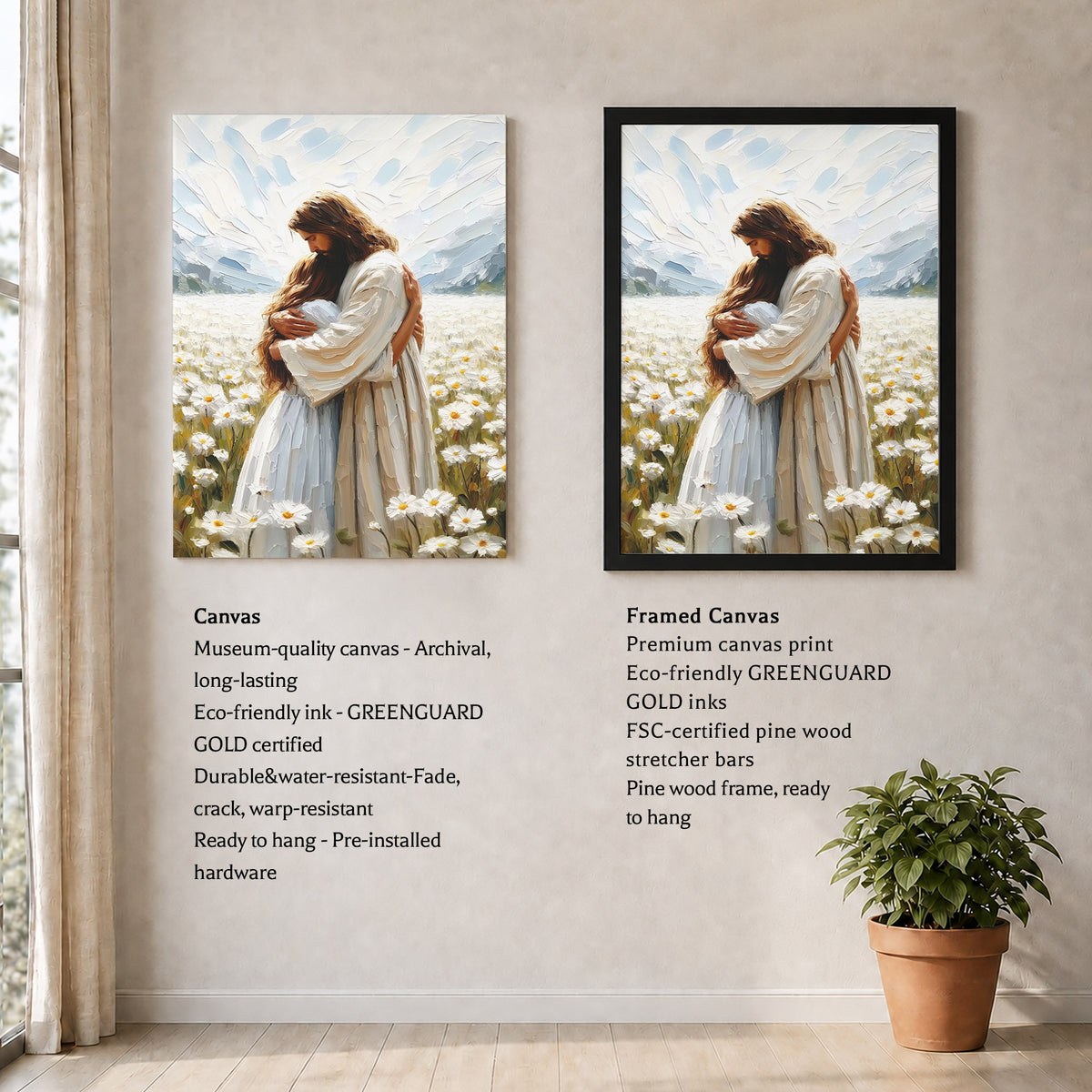 Jesus Embrace in the Daisy Field Poster/Canvas
