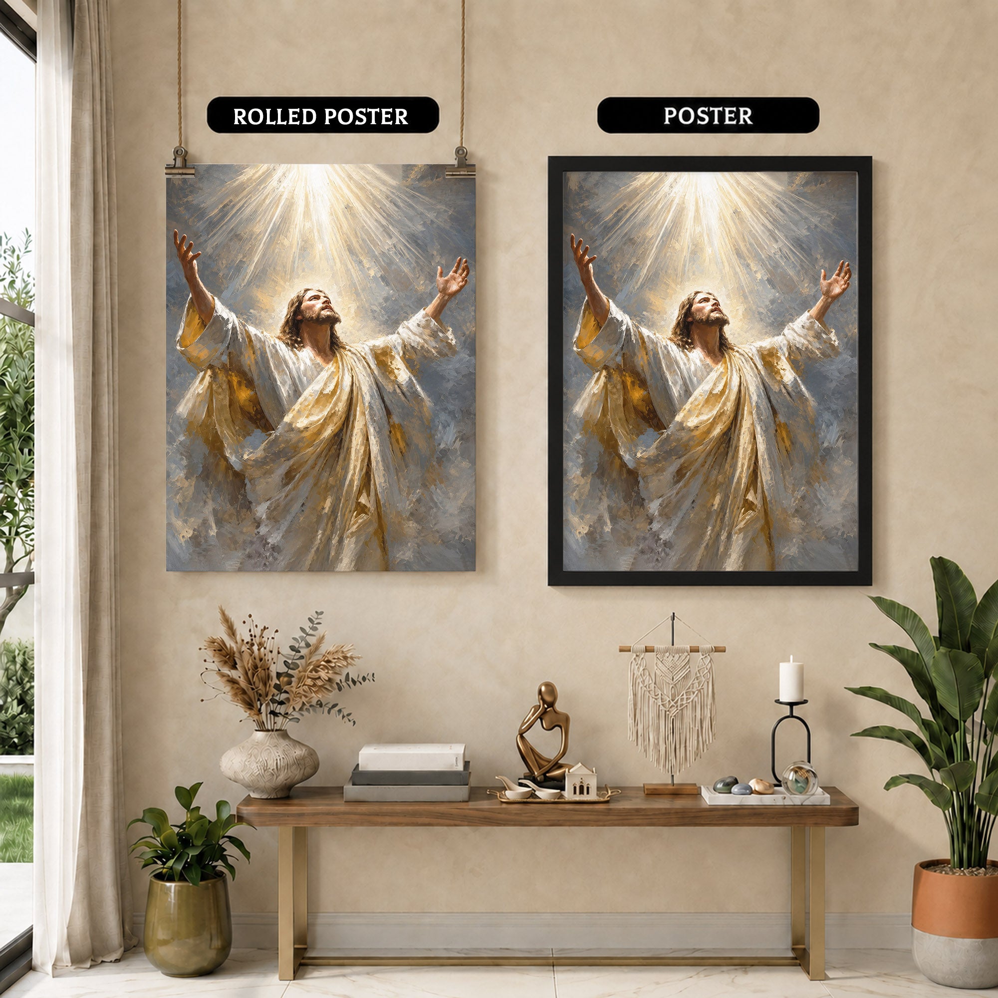 Jesus Ascension in Divine Light Poster/Canvas