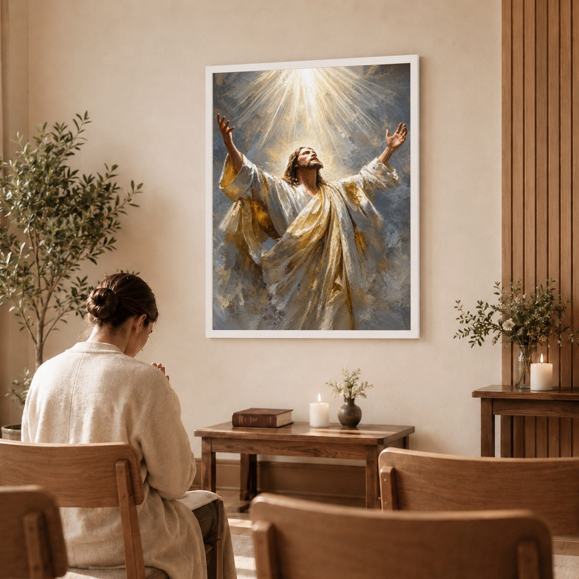 Jesus Ascension in Divine Light Poster/Canvas
