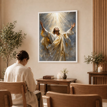 Jesus Ascension in Divine Light Poster/Canvas