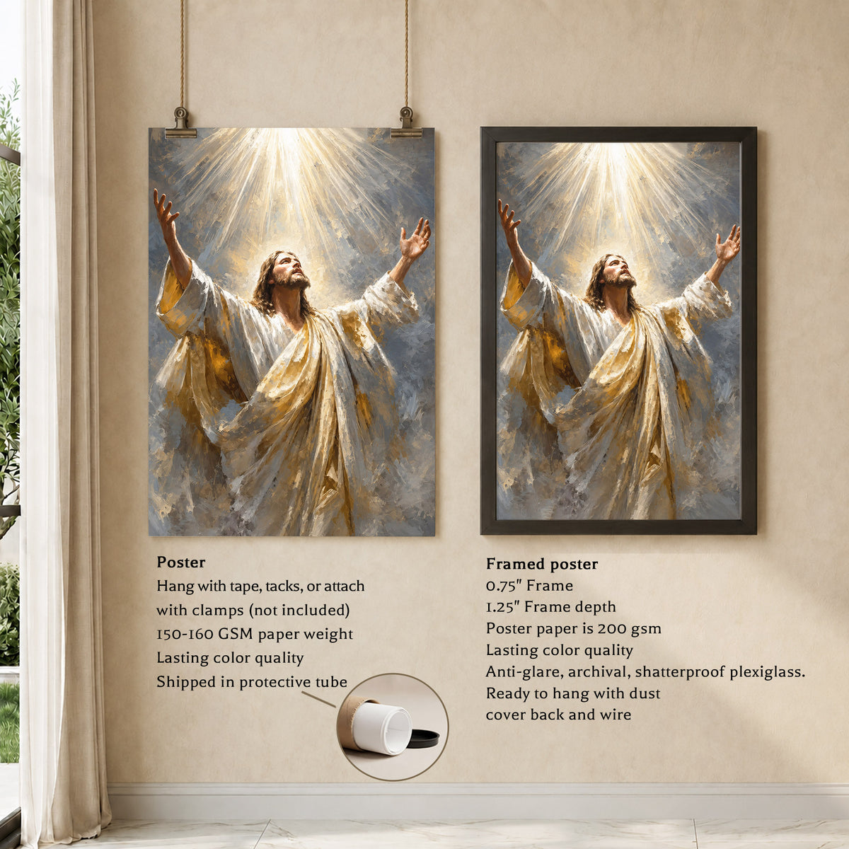 Jesus Ascension in Divine Light Poster/Canvas