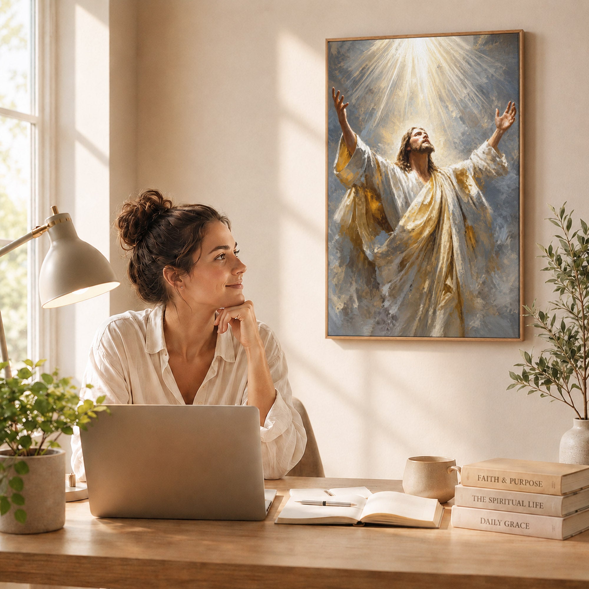 Jesus Ascension in Divine Light Poster/Canvas