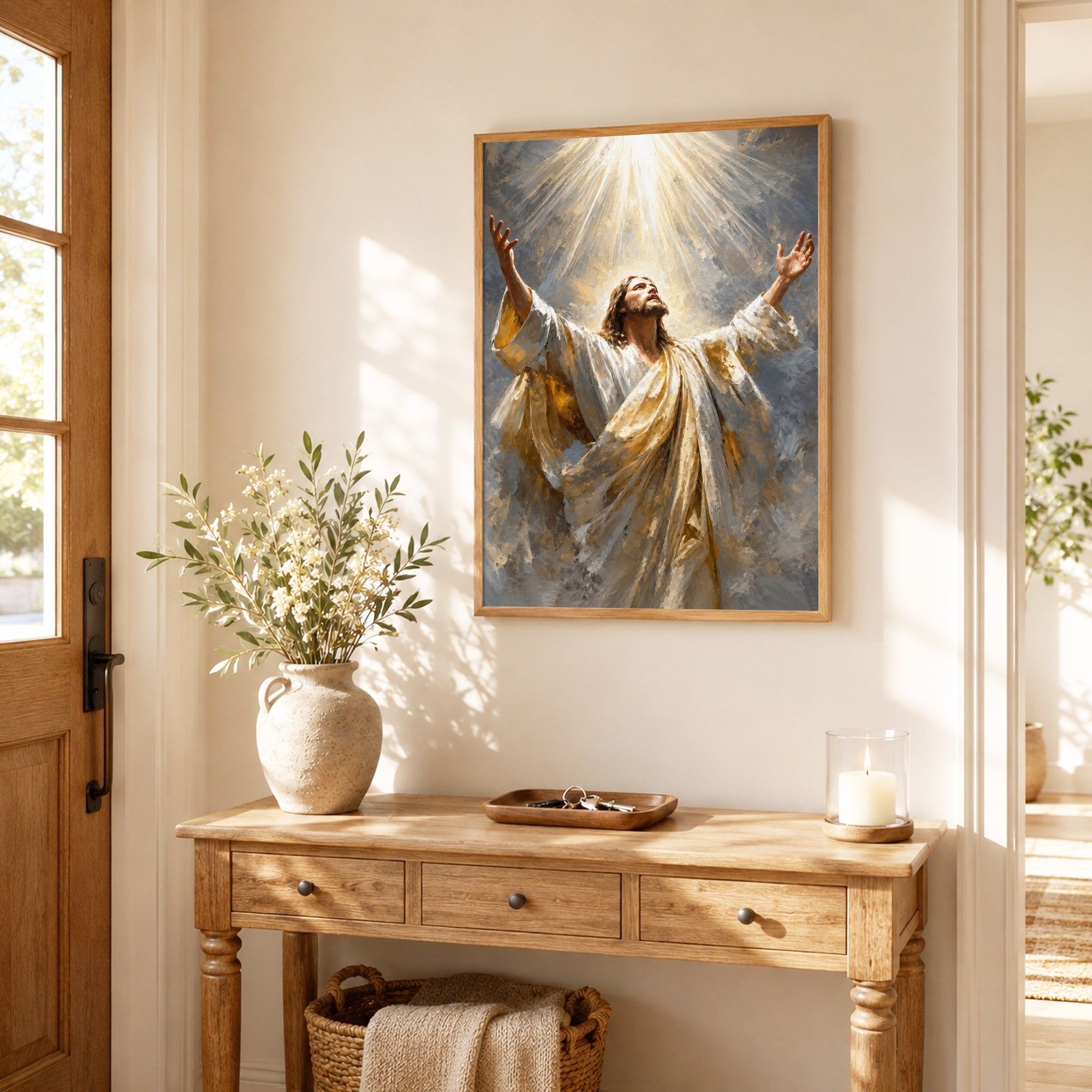 Jesus Ascension in Divine Light Poster/Canvas