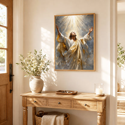 Jesus Ascension in Divine Light Poster/Canvas