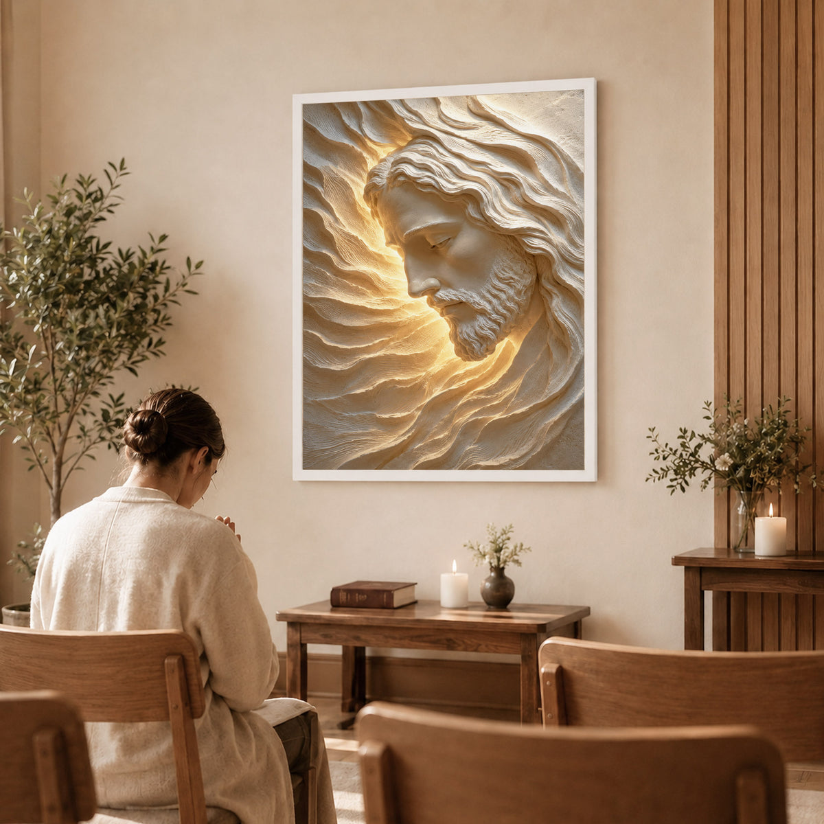 Sacred Face of Jesus Sculpted Poster/Canvas