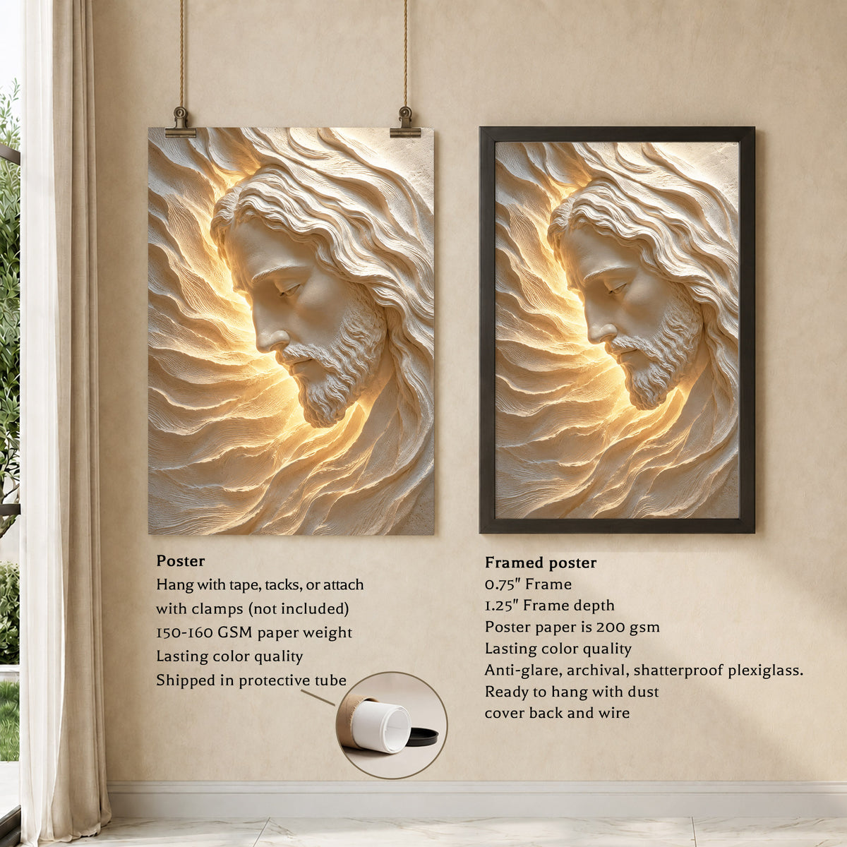 Sacred Face of Jesus Sculpted Poster/Canvas