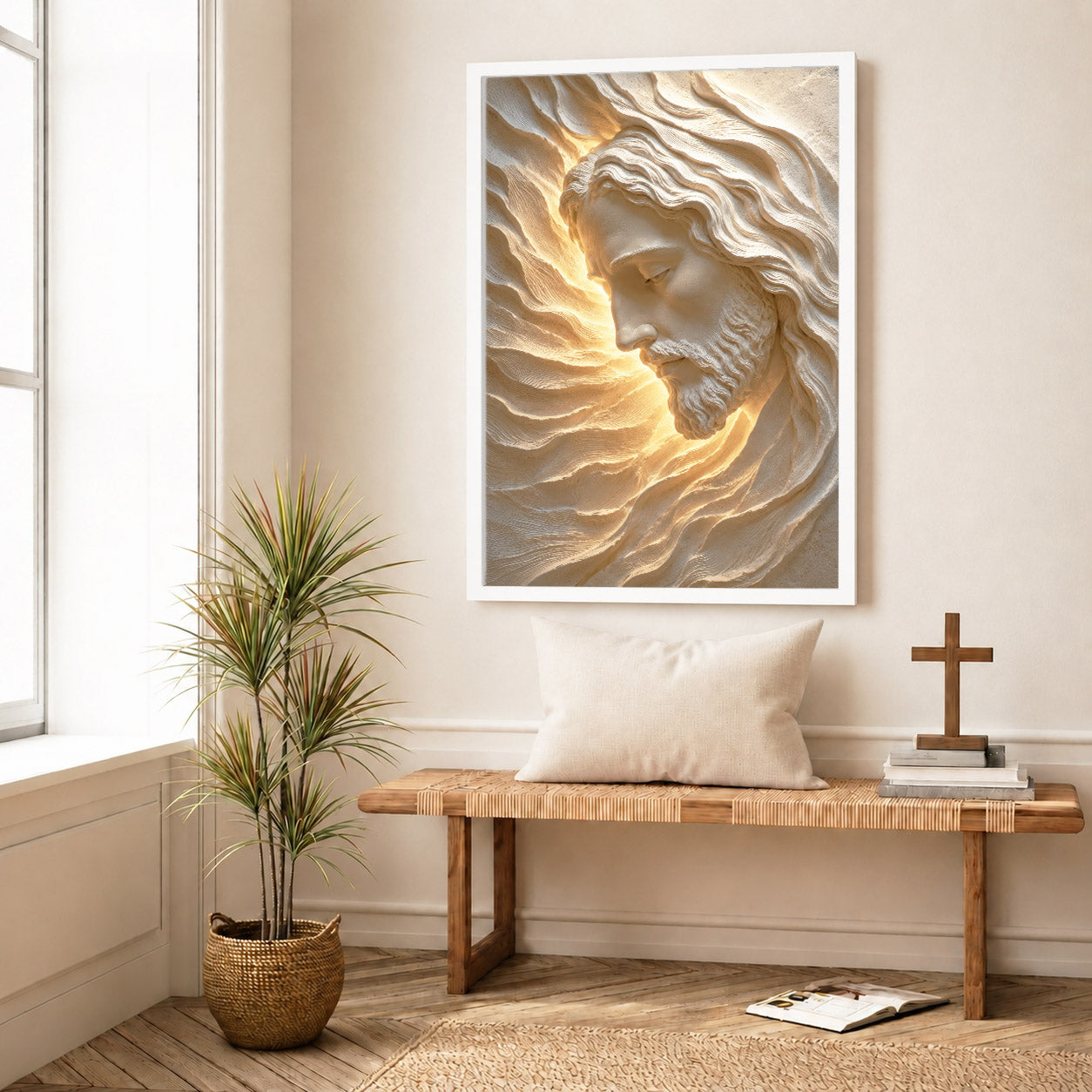 Sacred Face of Jesus Sculpted Poster/Canvas