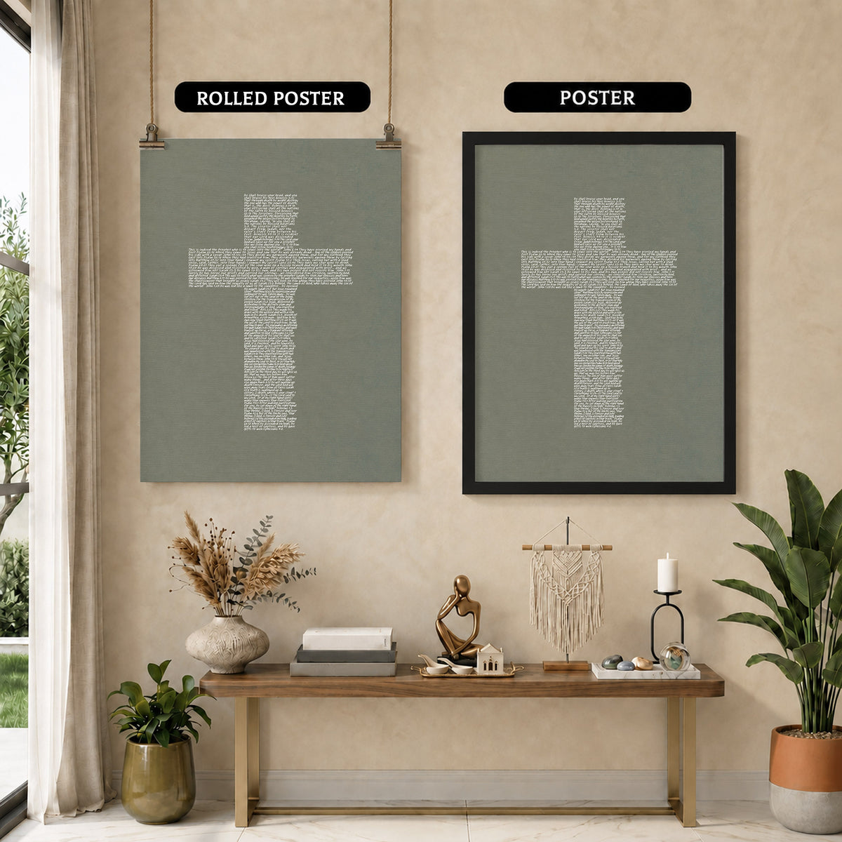 Jesus Cross Scripture Typography Poster/Canvas