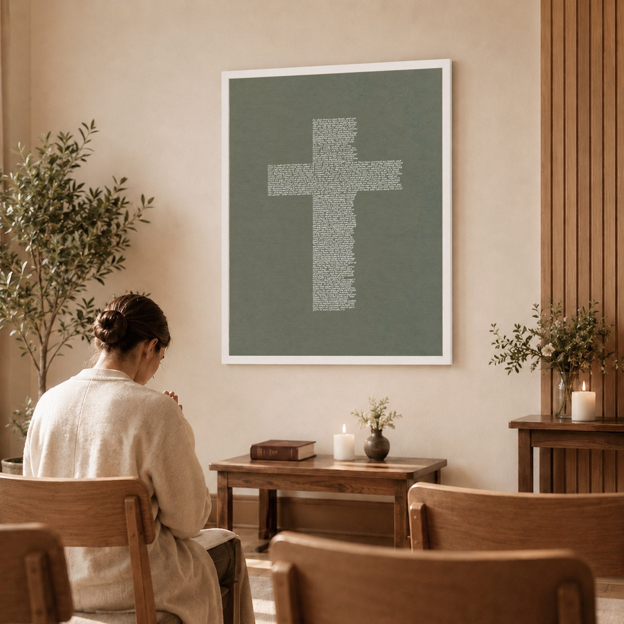 Jesus Cross Scripture Typography Poster/Canvas