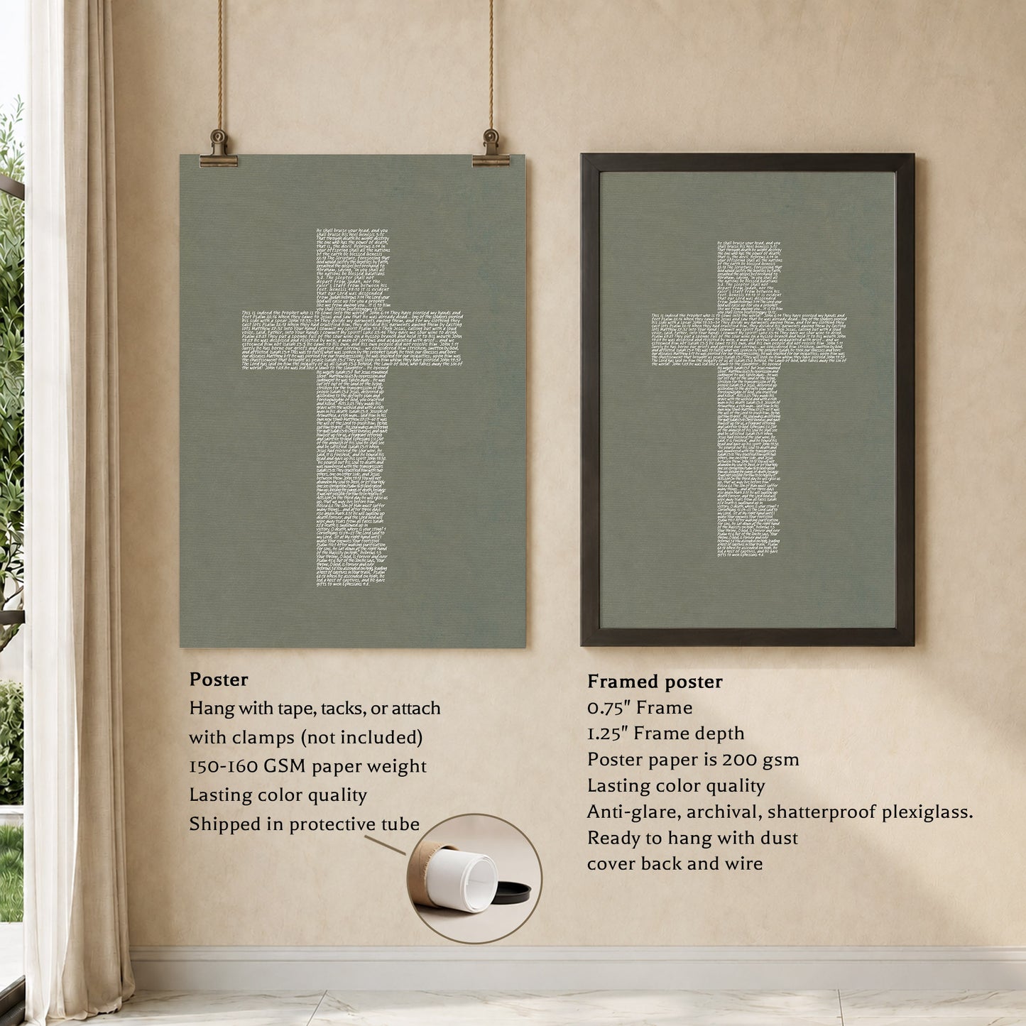 Jesus Cross Scripture Typography Poster/Canvas