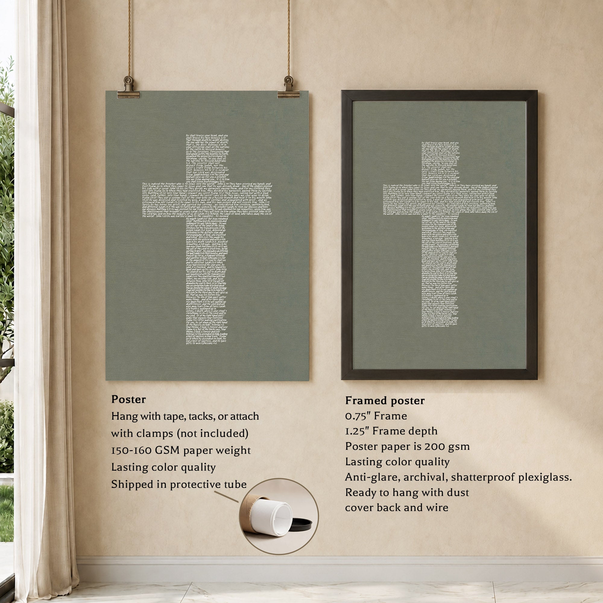 Jesus Cross Scripture Typography Poster/Canvas
