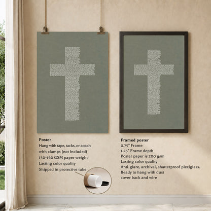 Jesus Cross Scripture Typography Poster/Canvas
