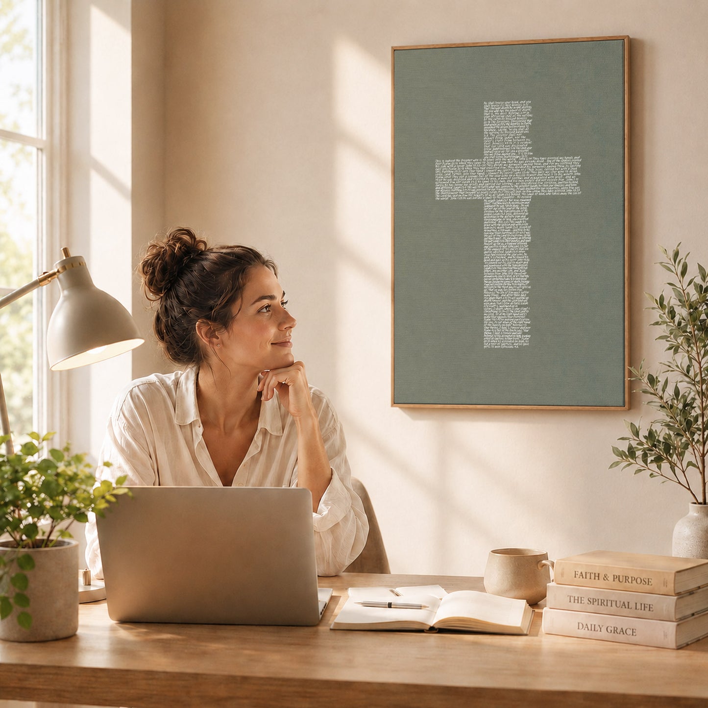 Jesus Cross Scripture Typography Poster/Canvas