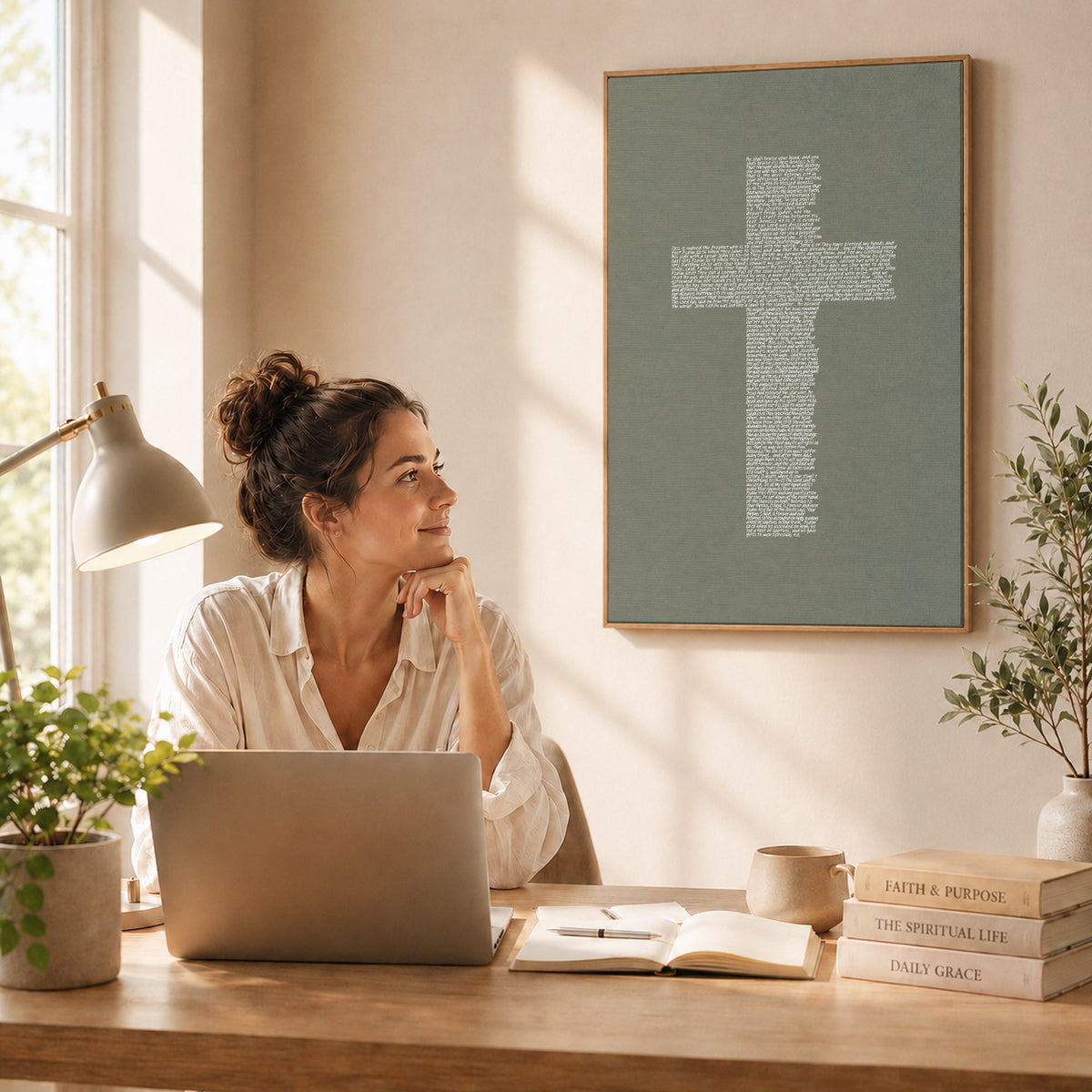 Jesus Cross Scripture Typography Poster/Canvas