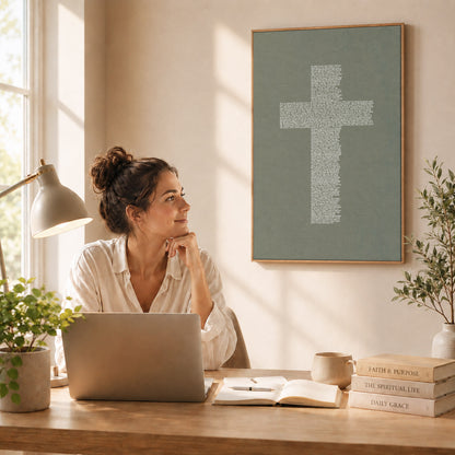 Jesus Cross Scripture Typography Poster/Canvas