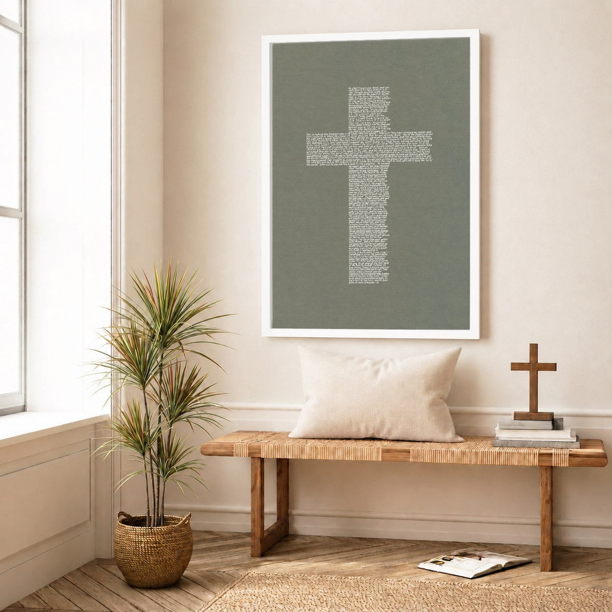 Jesus Cross Scripture Typography Poster/Canvas