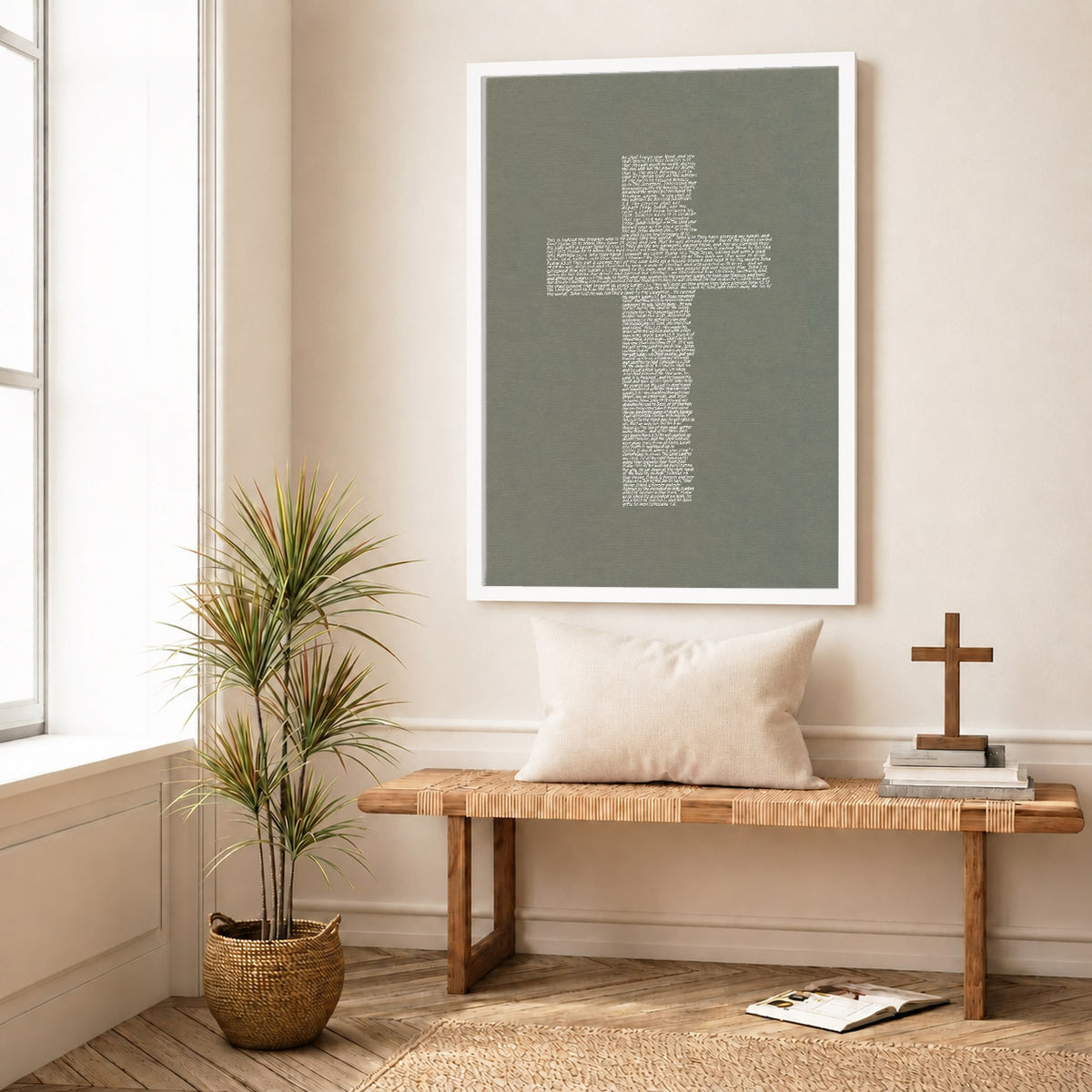 Jesus Cross Scripture Typography Poster/Canvas