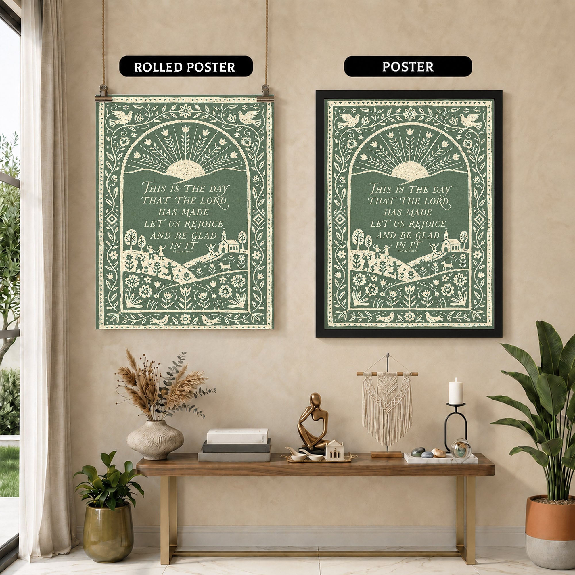 This Is The Day Psalm 118 24 Folk Art Poster/Canvas