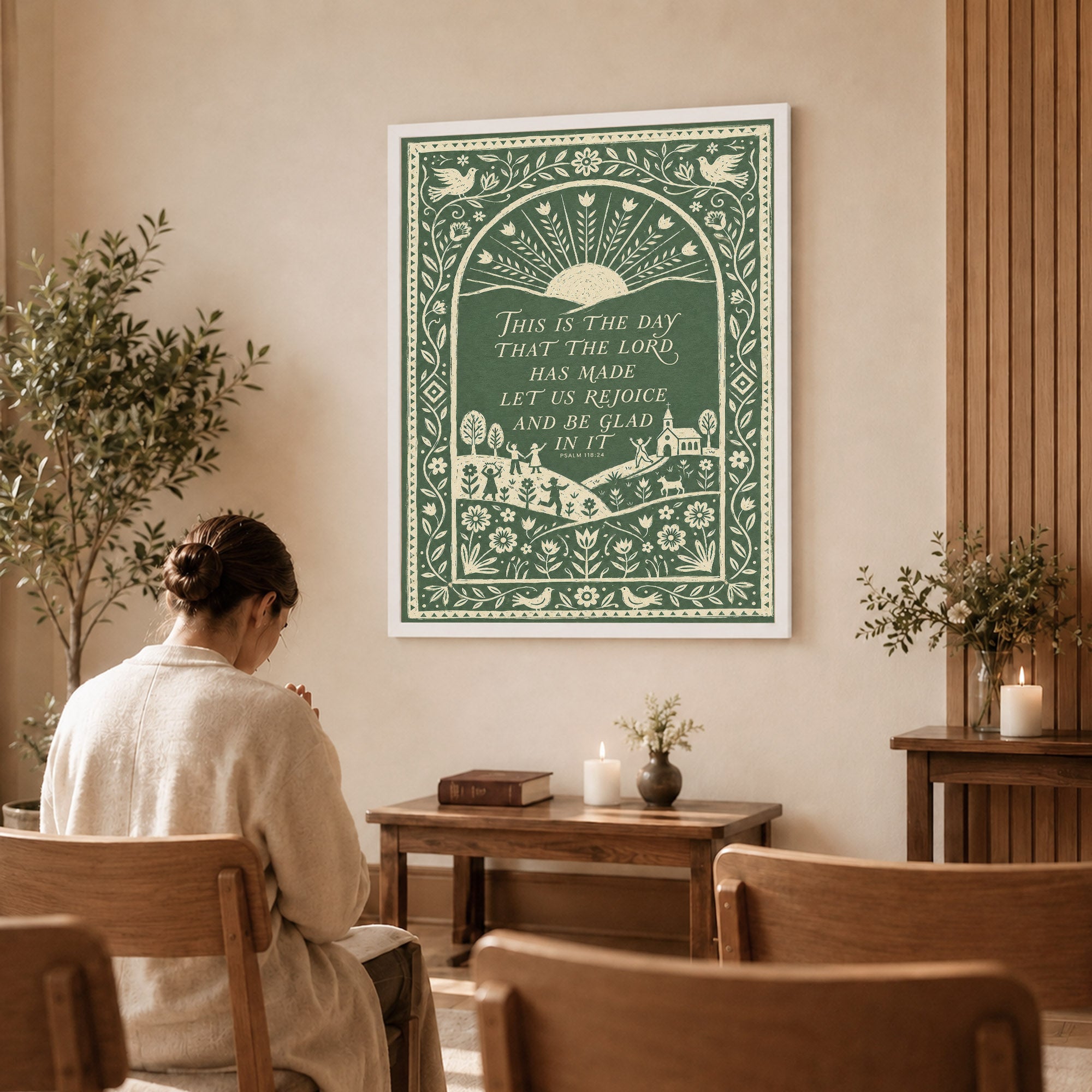 This Is The Day Psalm 118 24 Folk Art Poster/Canvas