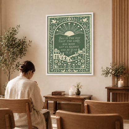 This Is The Day Psalm 118 24 Folk Art Poster/Canvas