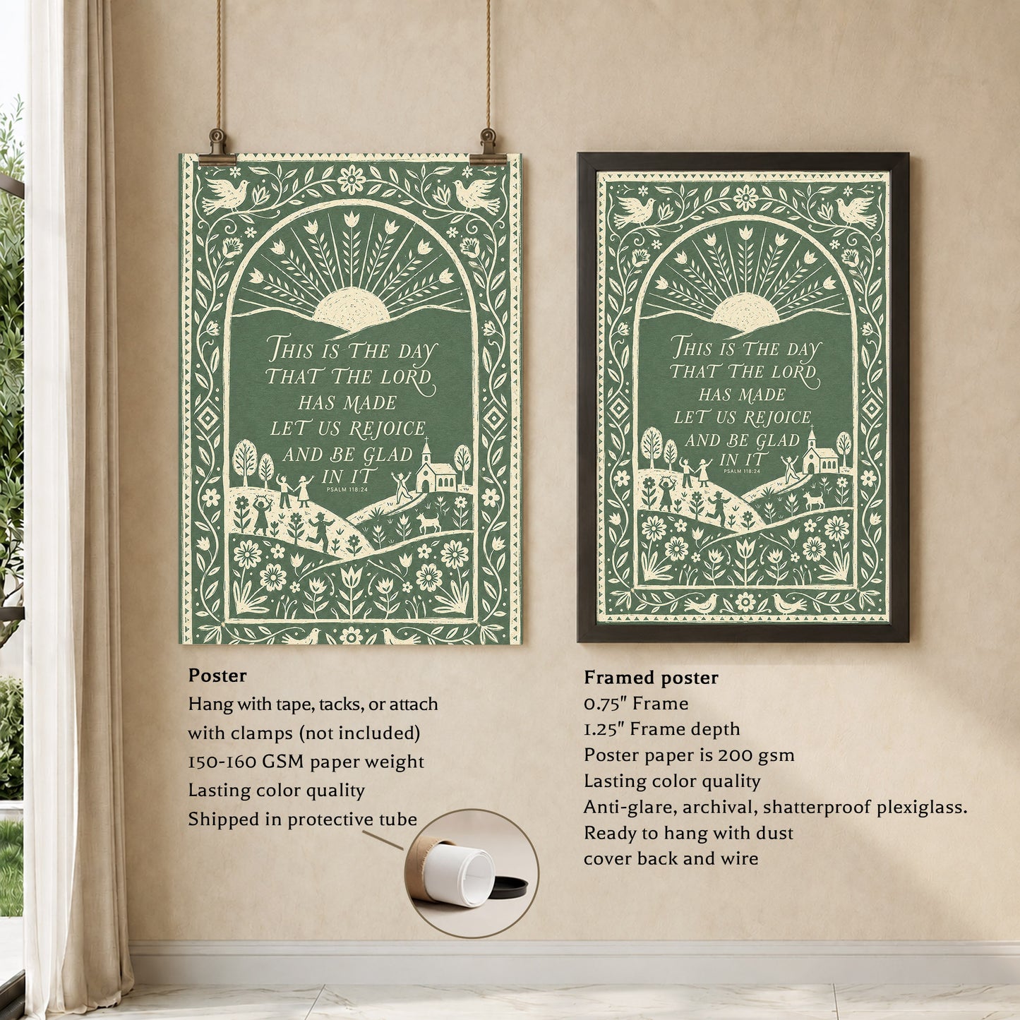 This Is The Day Psalm 118 24 Folk Art Poster/Canvas