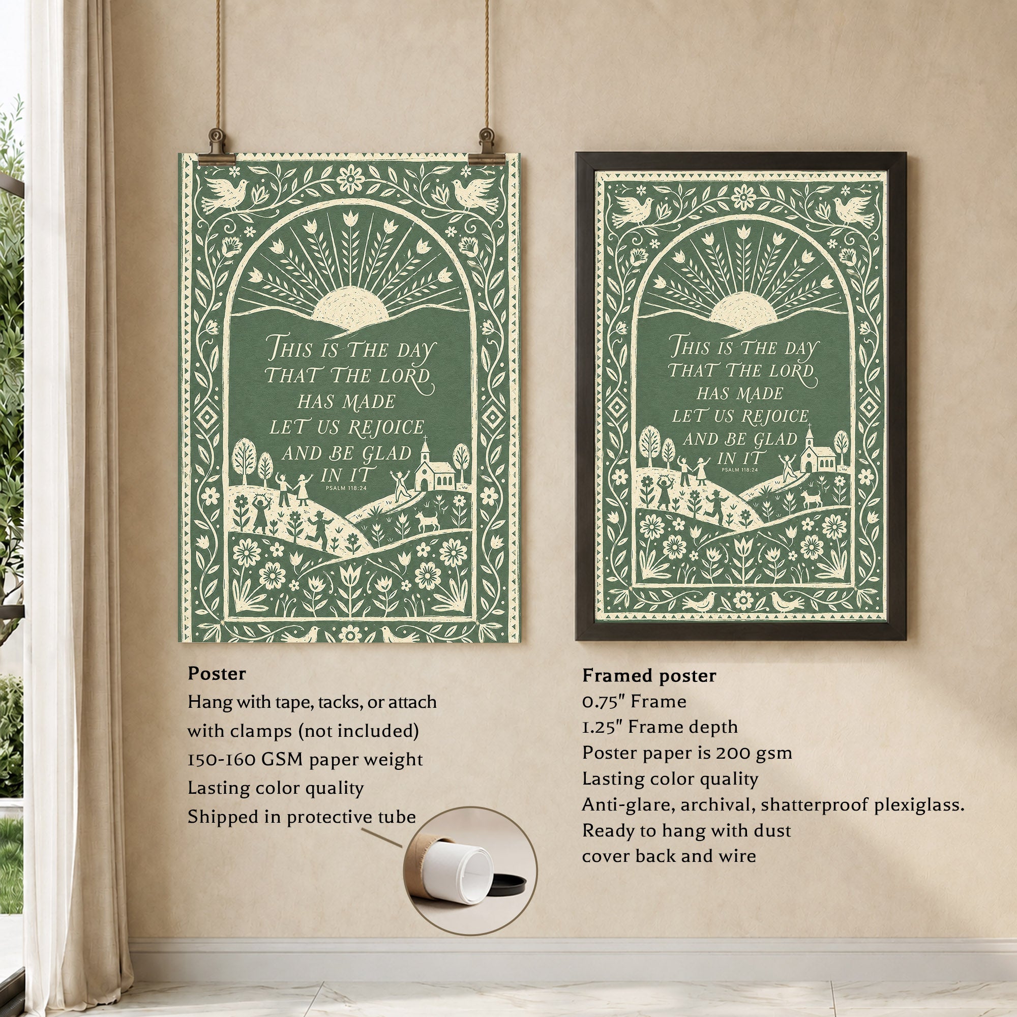 This Is The Day Psalm 118 24 Folk Art Poster/Canvas