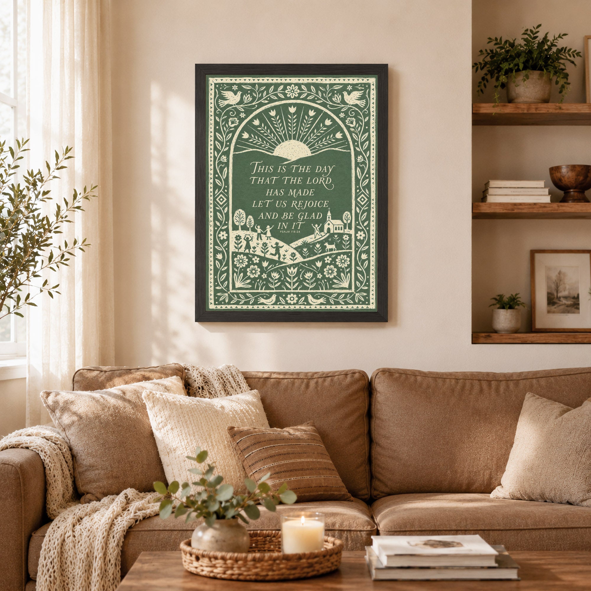 This Is The Day Psalm 118 24 Folk Art Poster/Canvas