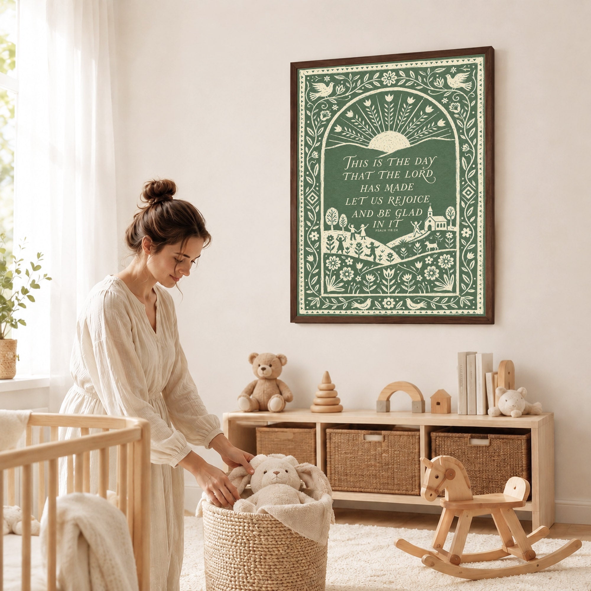 This Is The Day Psalm 118 24 Folk Art Poster/Canvas