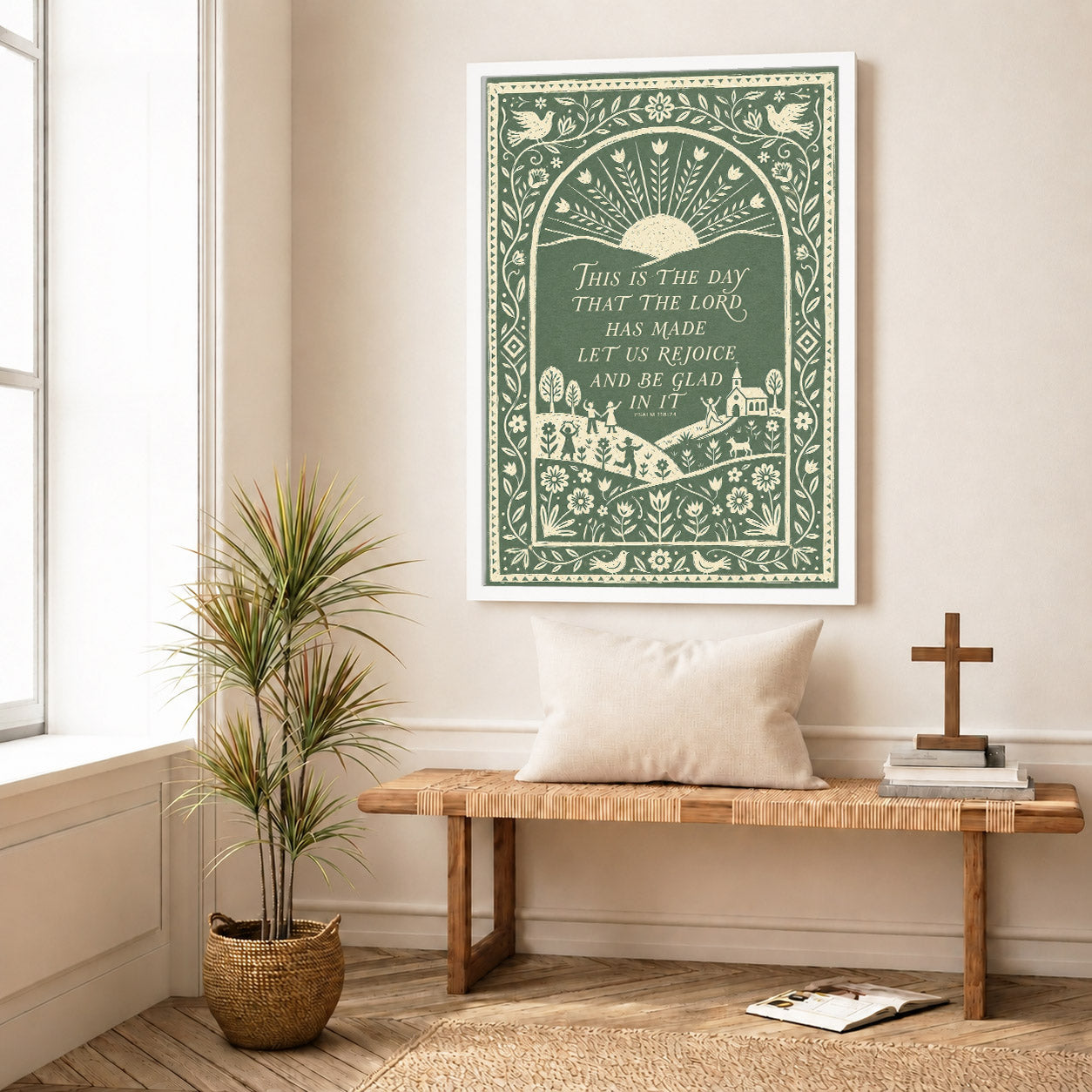 This Is The Day Psalm 118 24 Folk Art Poster/Canvas