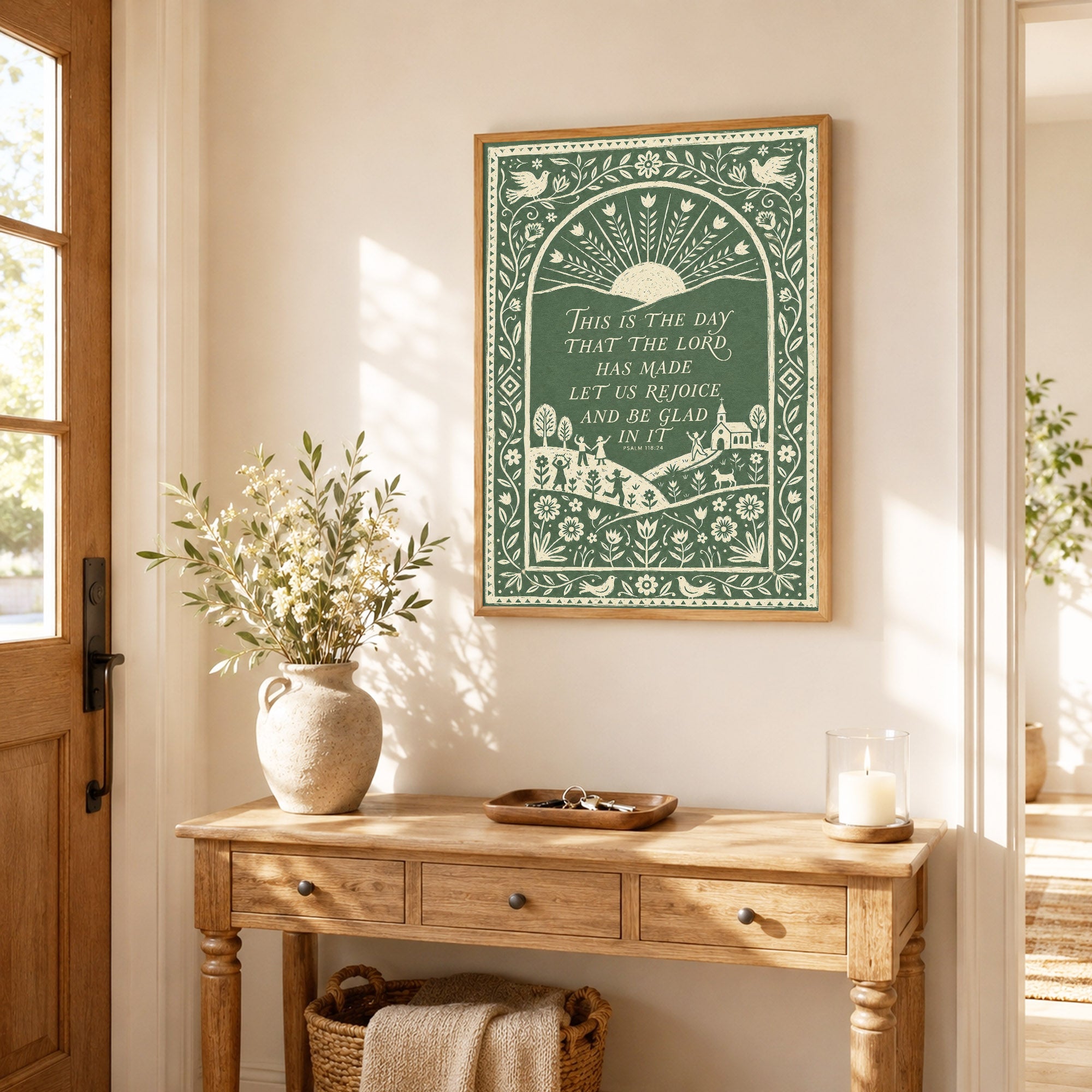 This Is The Day Psalm 118 24 Folk Art Poster/Canvas
