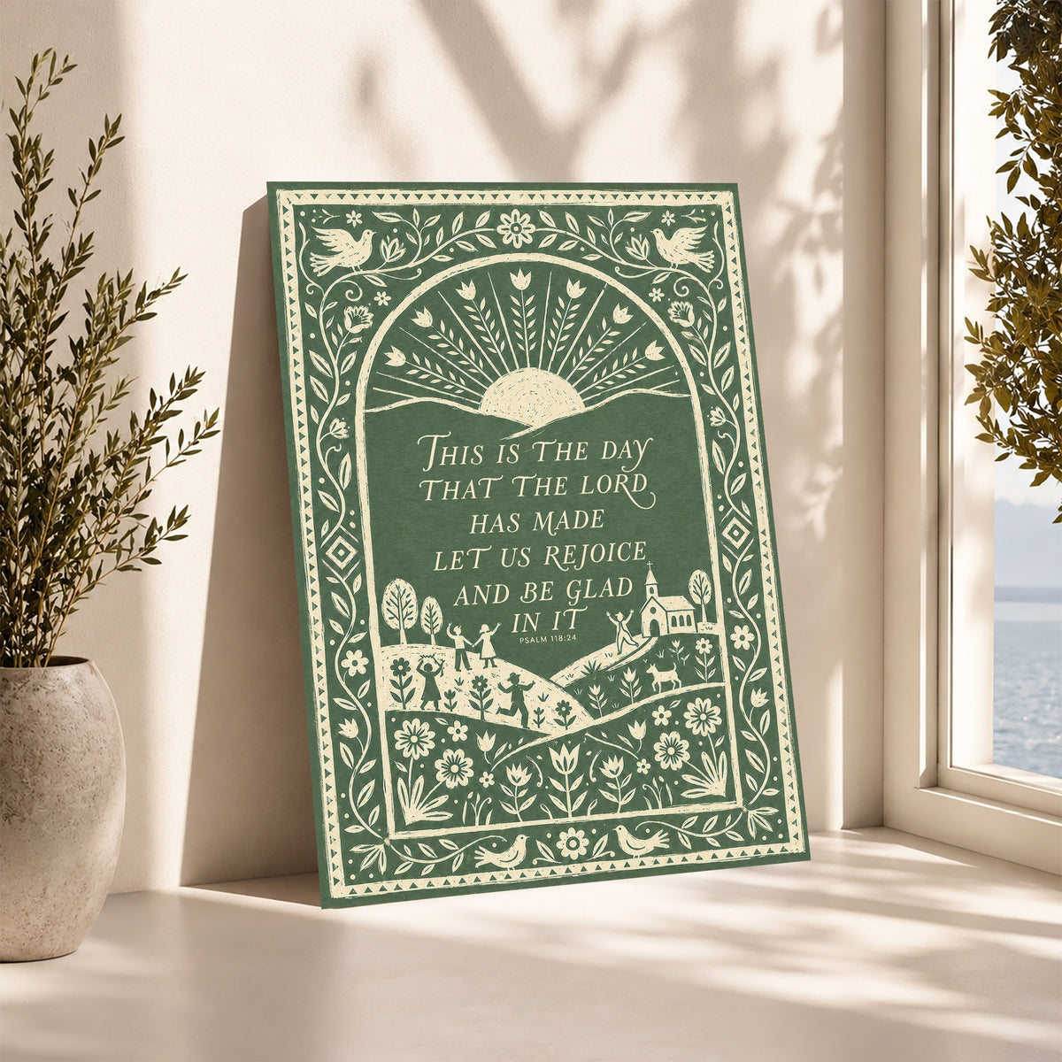 This Is The Day Psalm 118 24 Folk Art Poster/Canvas