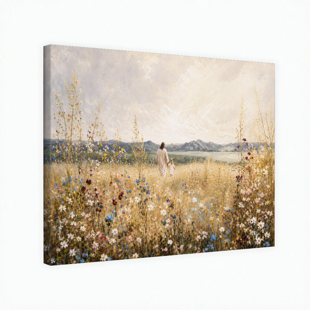 Jesus and Child in the Field of Grace Christian Wall Art Poster/Canvas