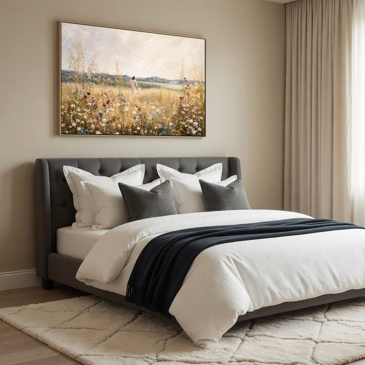 Jesus and Child in the Field of Grace Christian Wall Art Poster/Canvas