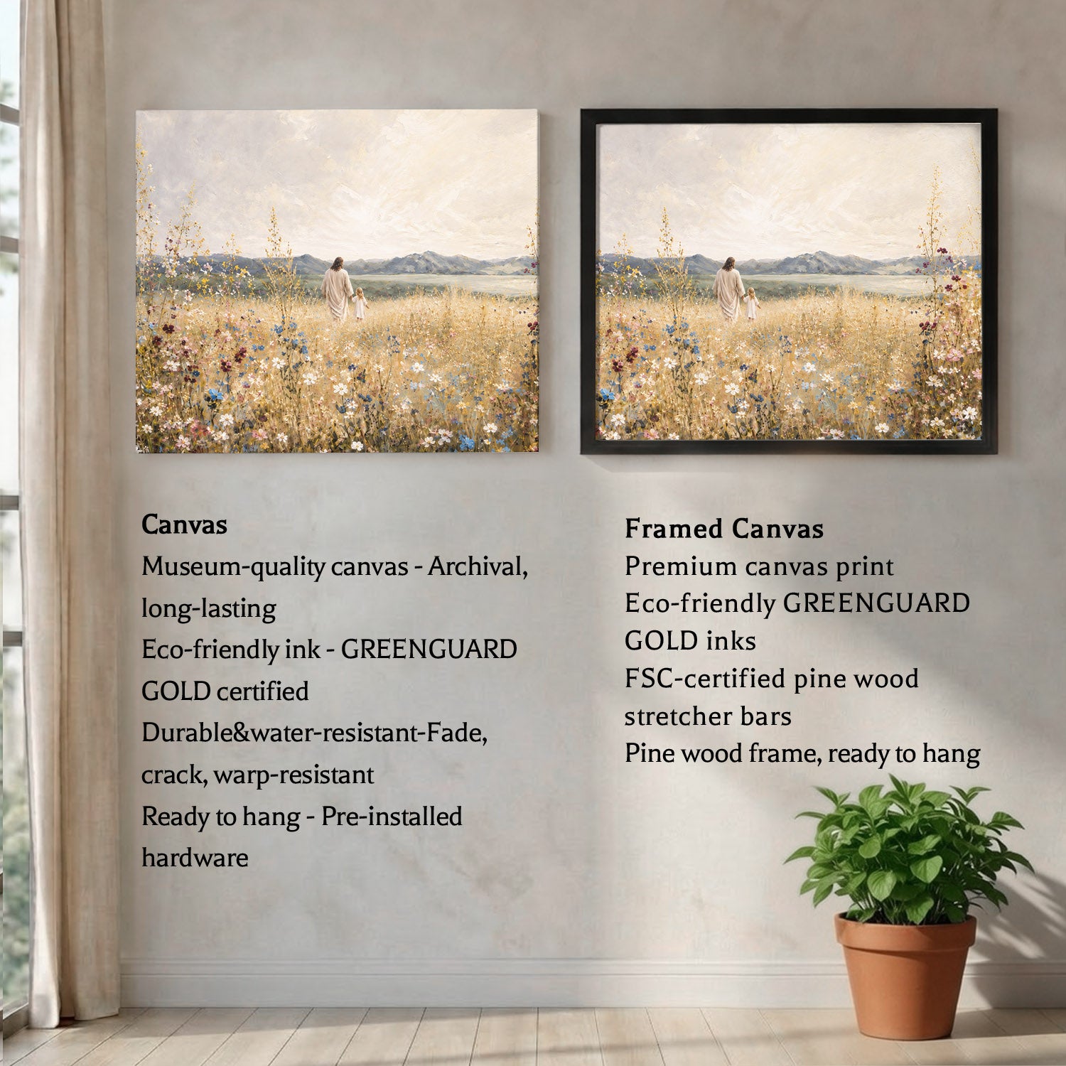 Jesus and Child in the Field of Grace Christian Wall Art Poster/Canvas