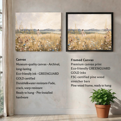 Jesus and Child in the Field of Grace Christian Wall Art Poster/Canvas