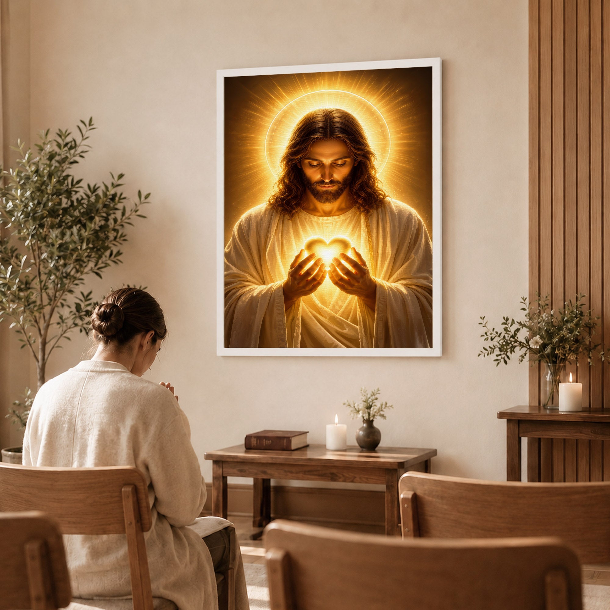 Sacred Heart of Jesus Glowing Faith Poster/Canvas