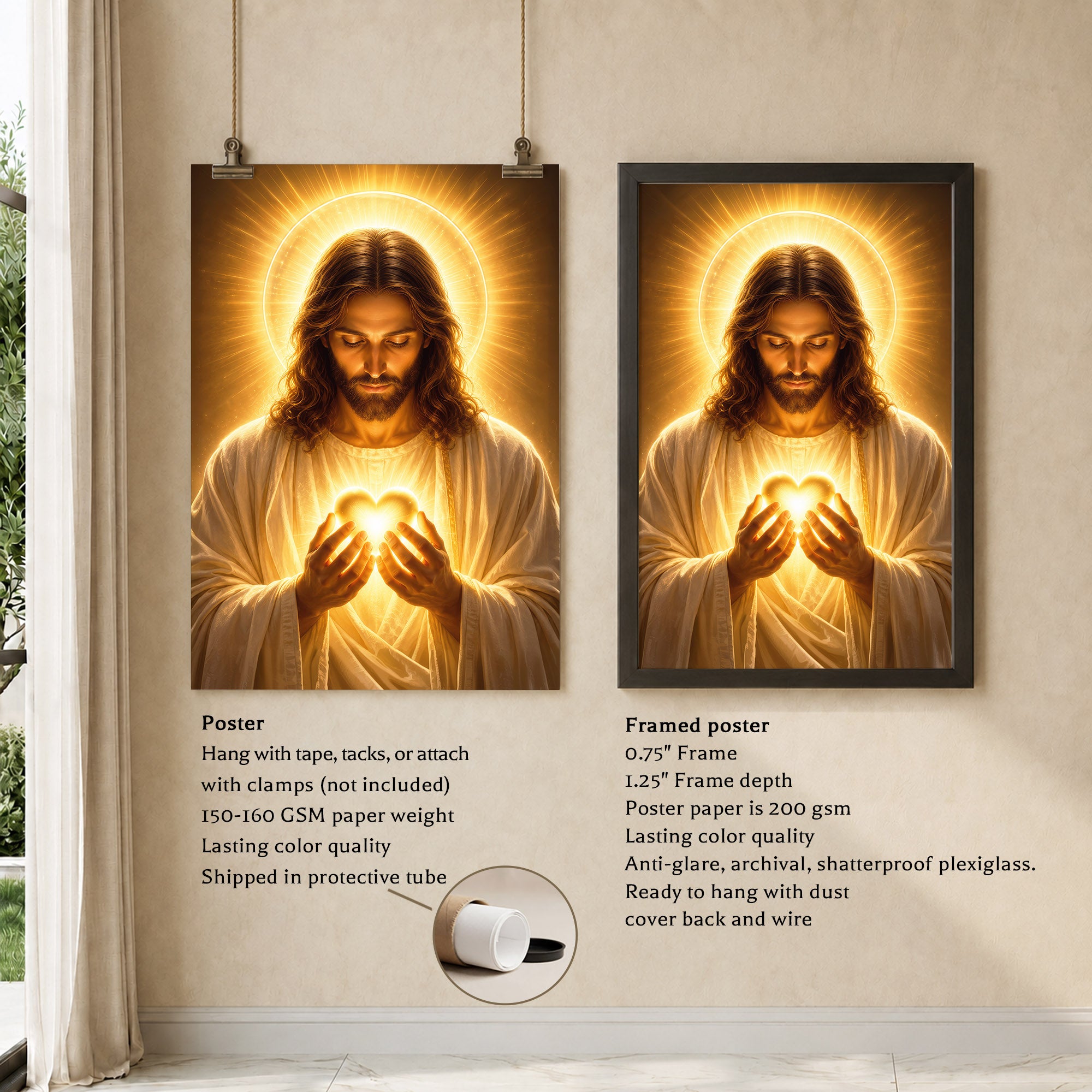 Sacred Heart of Jesus Glowing Faith Poster/Canvas