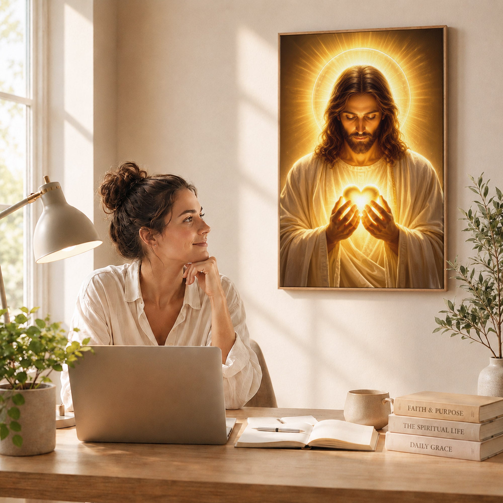 Sacred Heart of Jesus Glowing Faith Poster/Canvas
