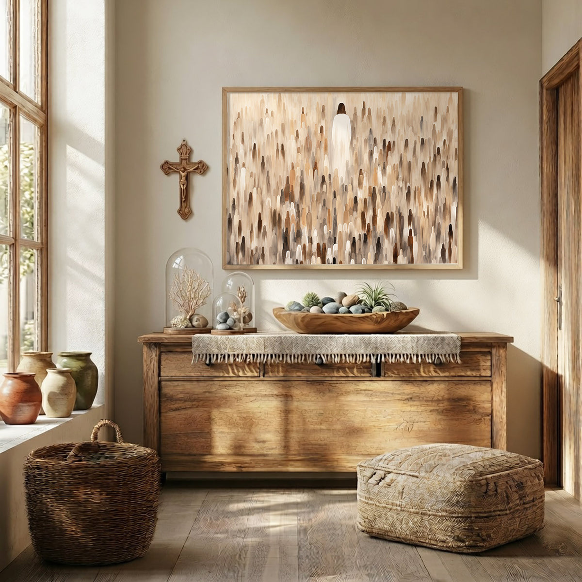 Jesus Above The Crowd Christian Wall Art Canvas/Poster