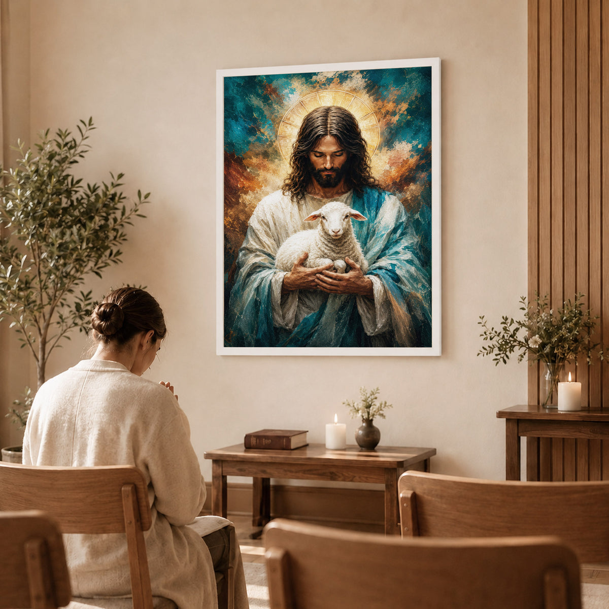 The Good Shepherd Holding the Lamb Poster/Canvas