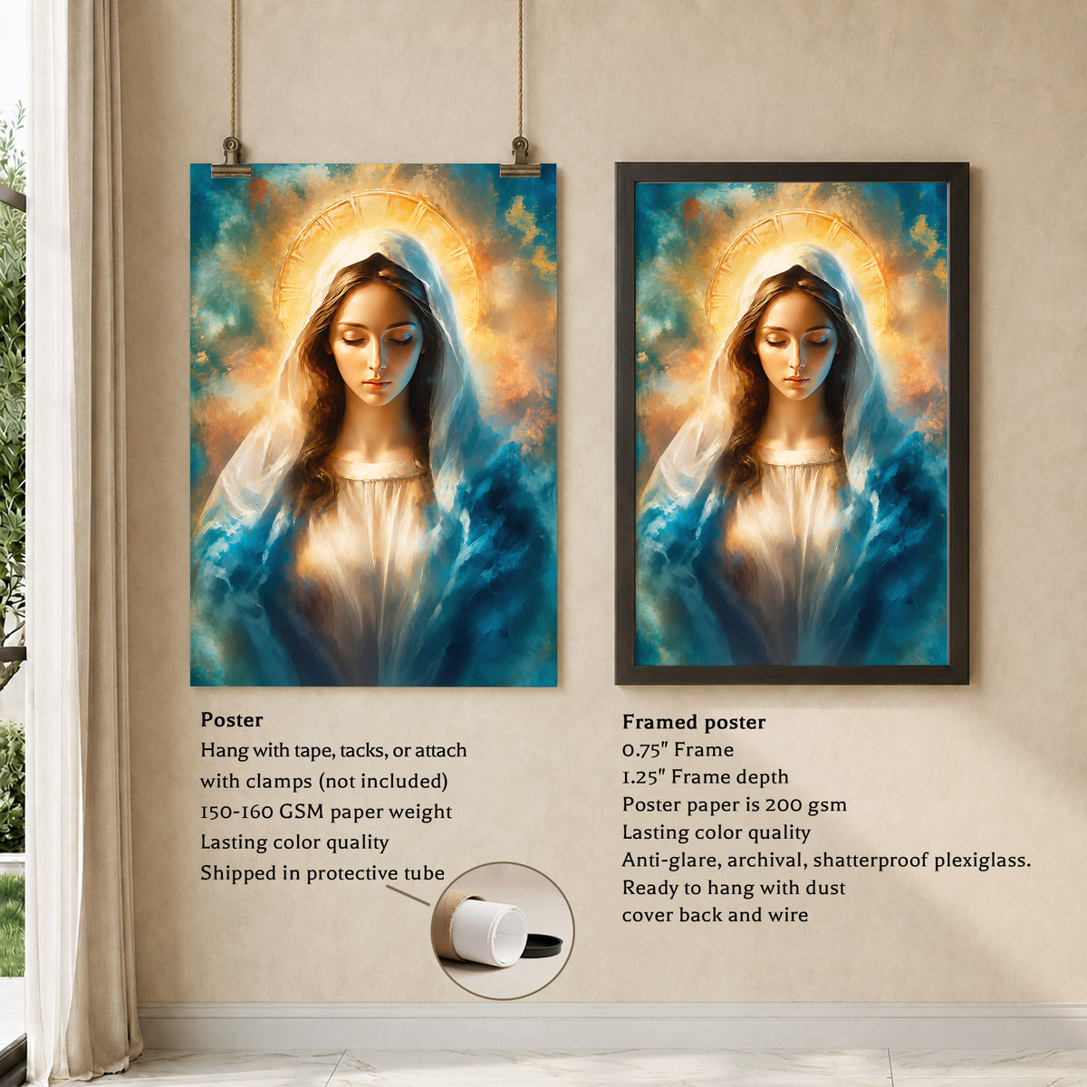 Heavenly Grace of the Blessed Virgin Mary Poster/Canvas