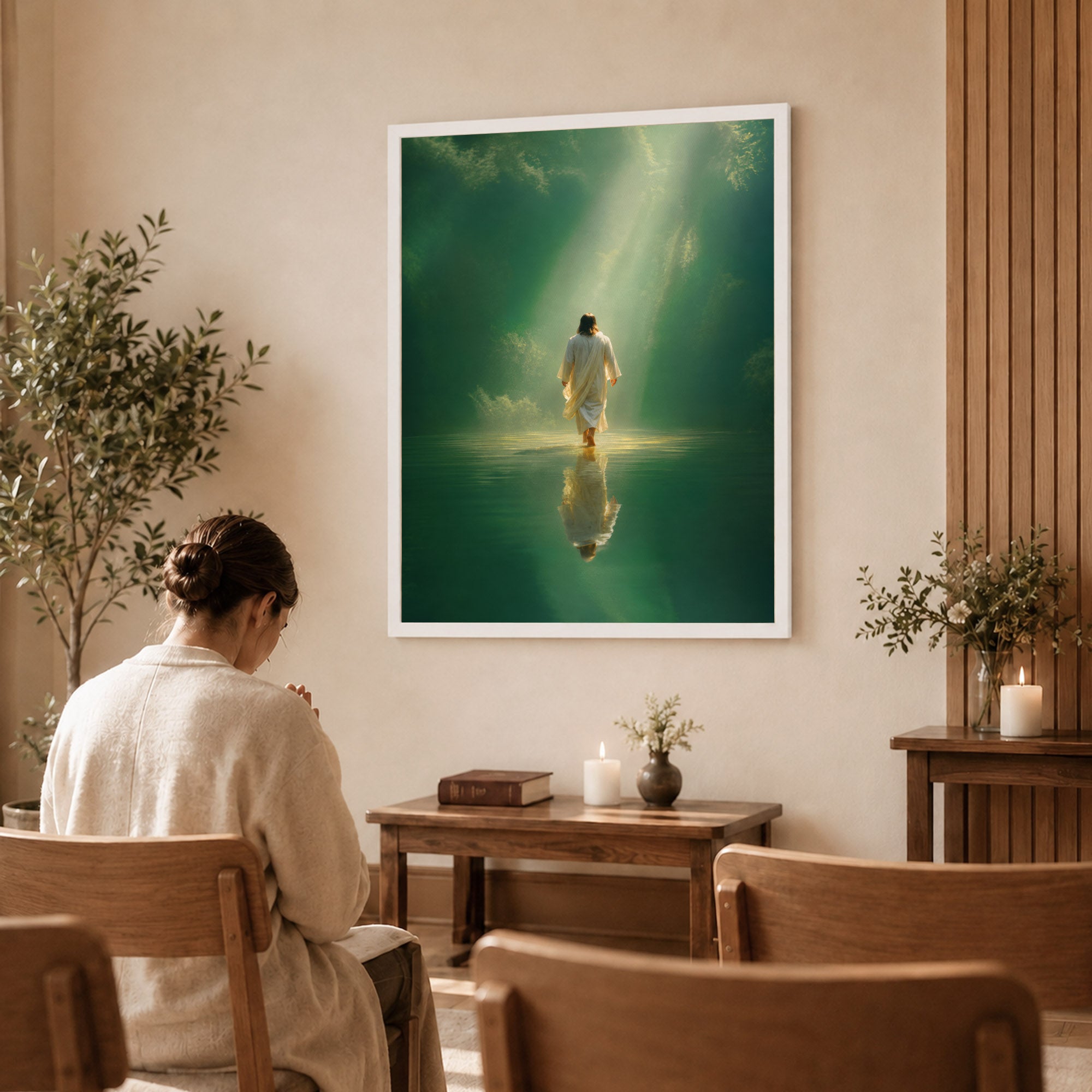 Walking on Water in Divine Light Poster/Canvas