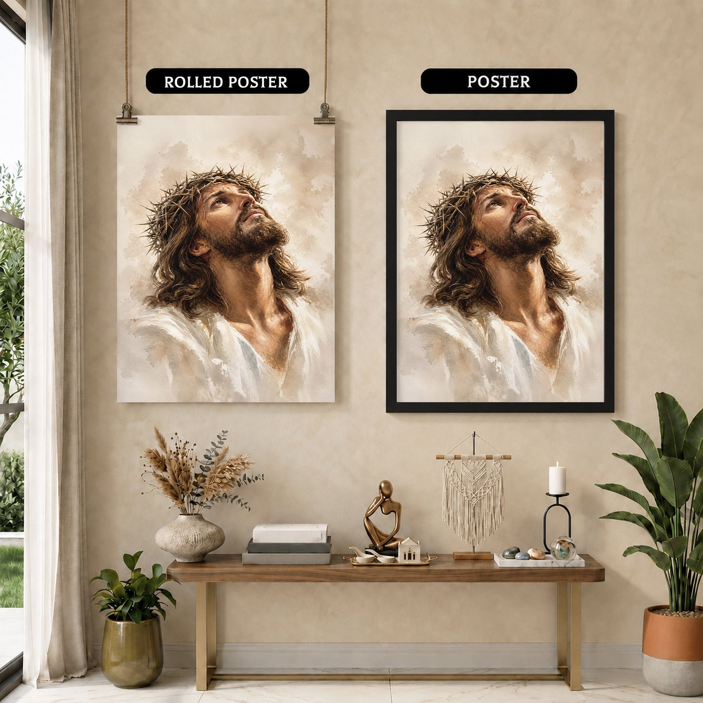 Jesus Crown of Thorns Prayer Poster/Canvas