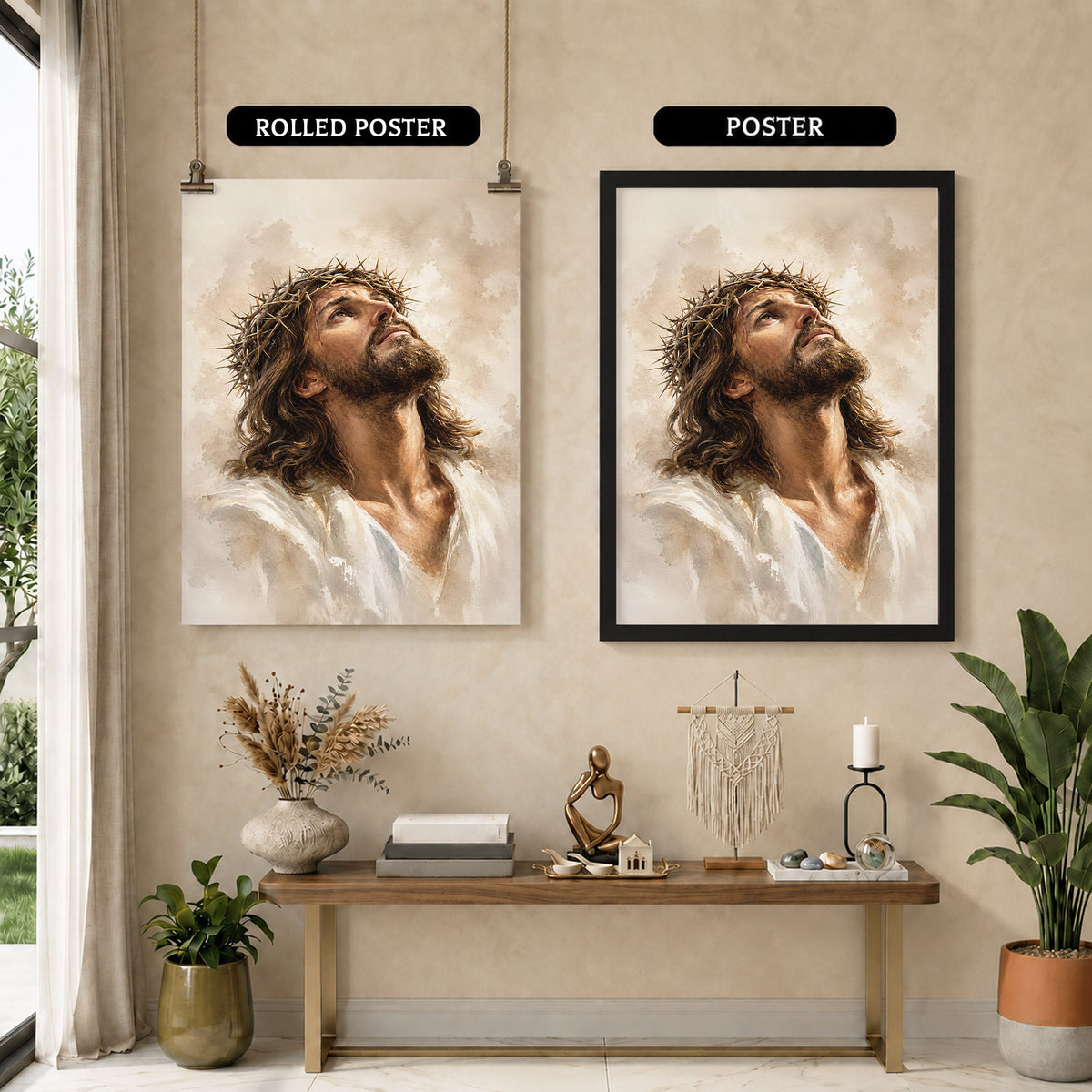Jesus Crown of Thorns Prayer Poster/Canvas
