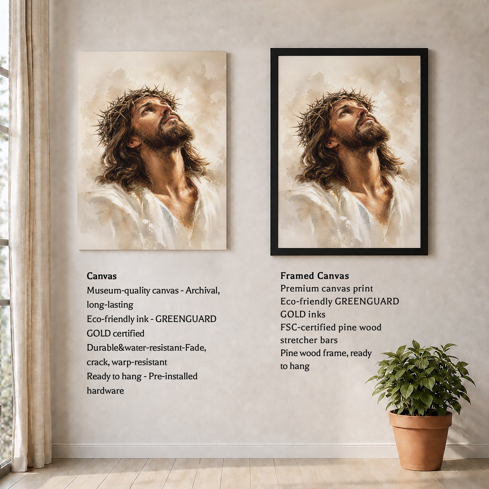 Jesus Crown of Thorns Prayer Poster/Canvas