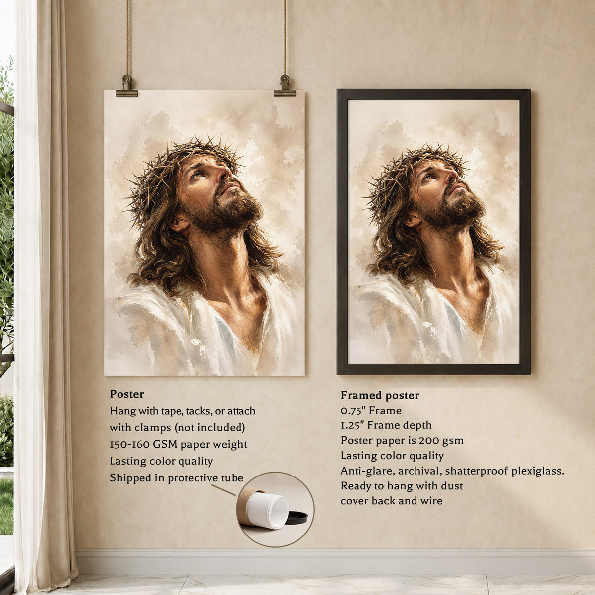 Jesus Crown of Thorns Prayer Poster/Canvas