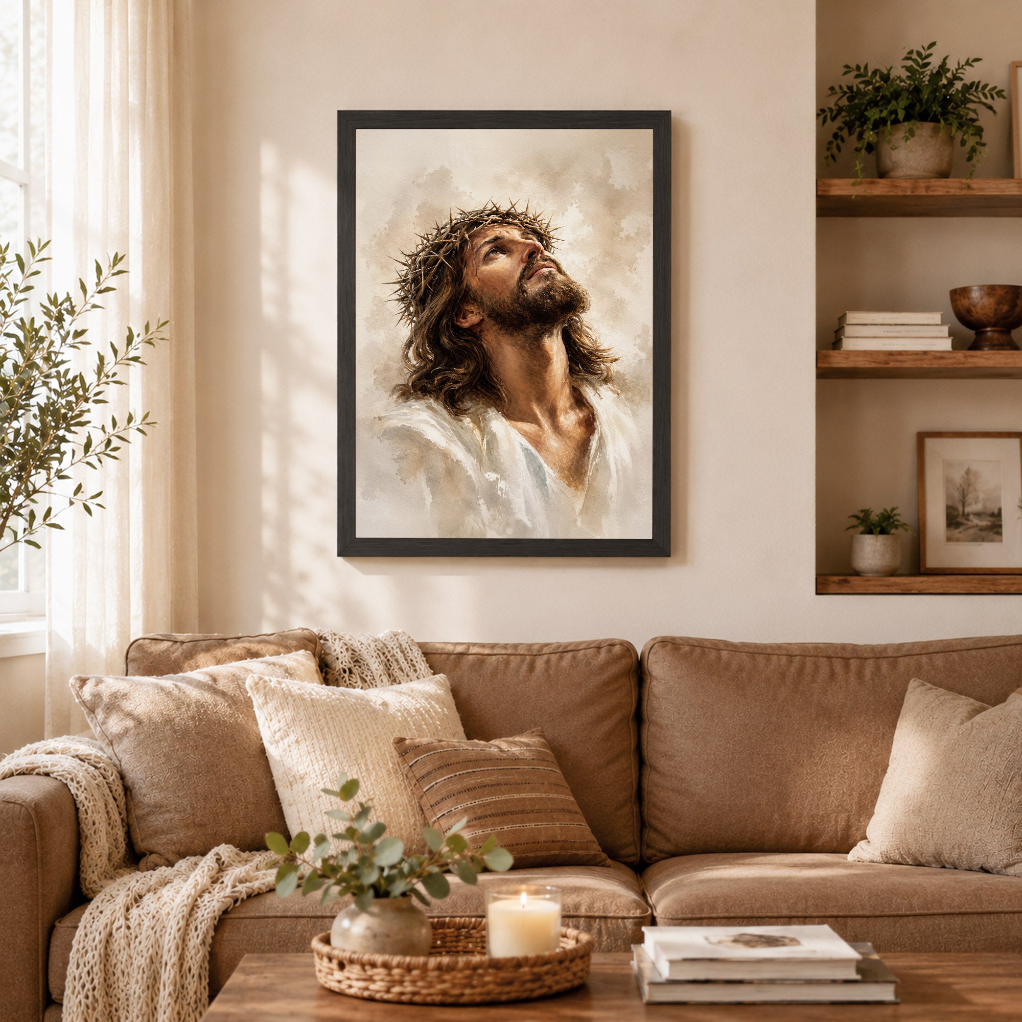 Jesus Crown of Thorns Prayer Poster/Canvas